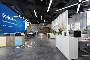1000方敞開式辦公室裝修設計全景效果圖