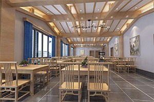 新中式徽派餐廳裝修設計全景圖