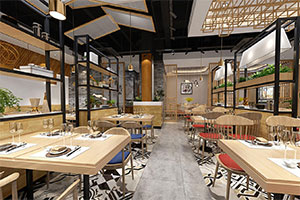 現(xiàn)代簡約餐飲店裝修設(shè)計全景圖