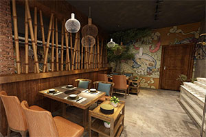 220平火鍋店裝修設(shè)計全景效果圖