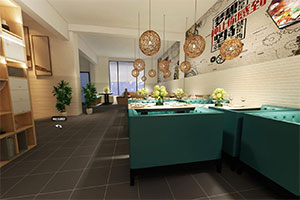 烤魚餐廳裝修設(shè)計全景效果圖