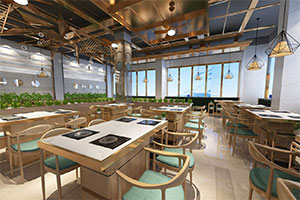 粥底火鍋店裝修設(shè)計(jì)全景圖