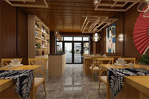 300方日式餐飲店裝修設(shè)計(jì)全景效果圖